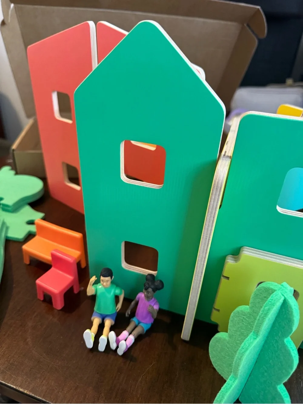 Modular Wooden Village Playset - Multicolor